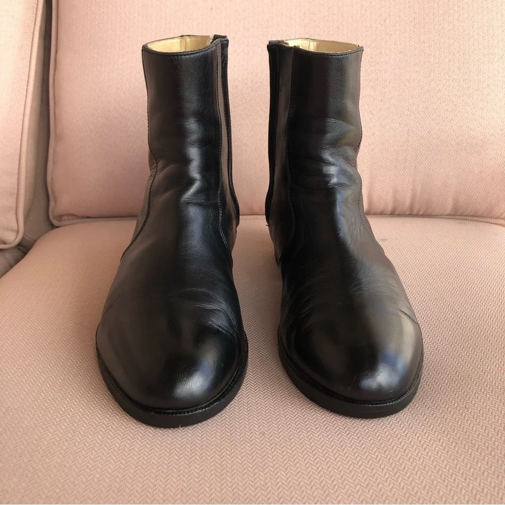 Bragano Cole Haan Made in Italy Leather Zipper Up Black‎ Leather Lined Boot 8